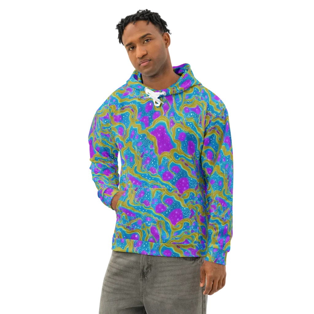 Mystic Waves on Cotton Hoodie — Left Front