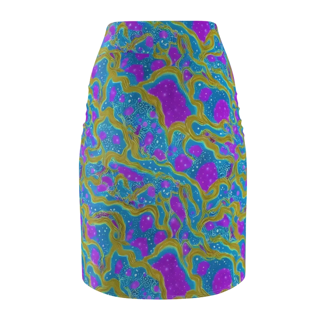 Mystic Waves on Pencil Skirt — Back