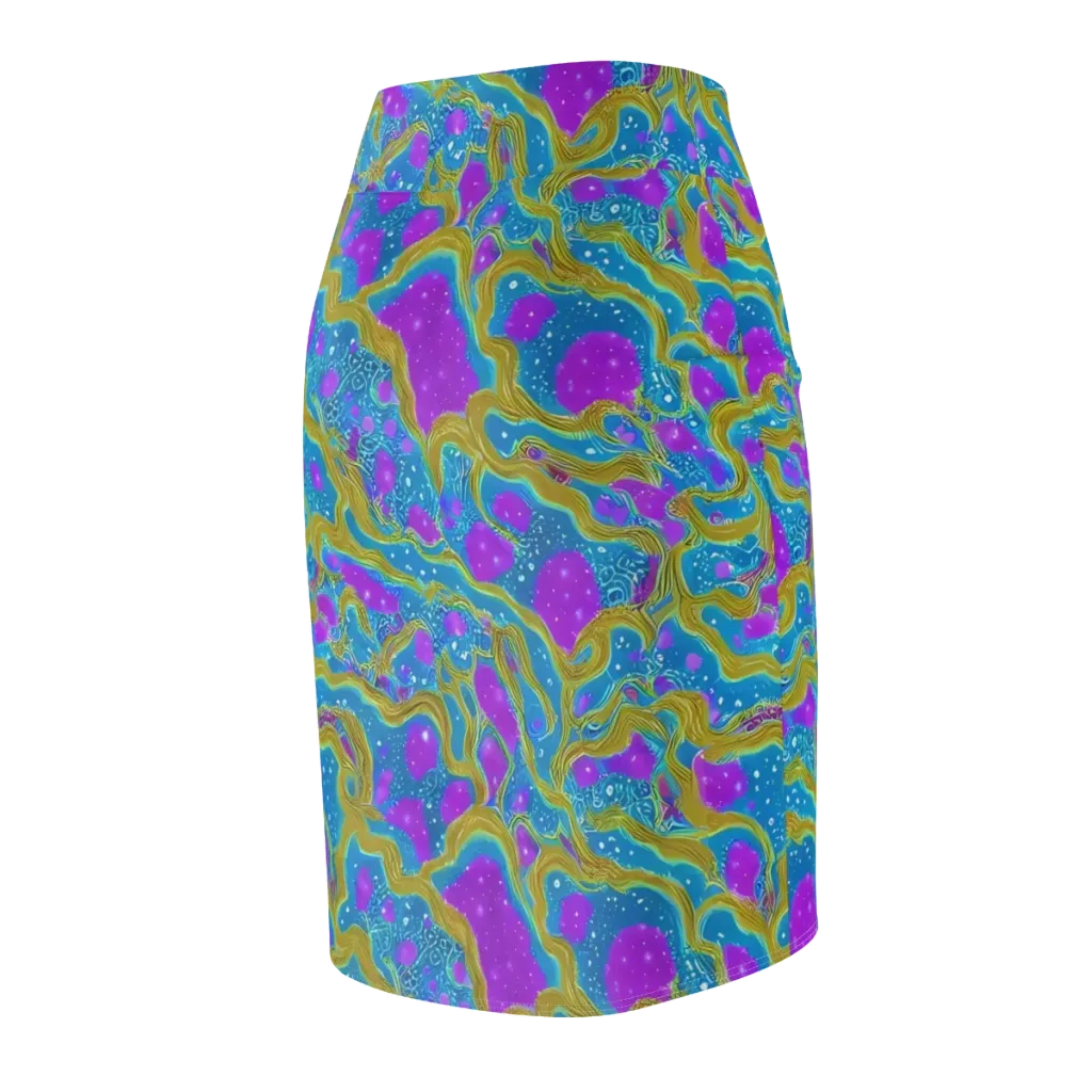 Mystic Waves on Pencil Skirt — Back Side
