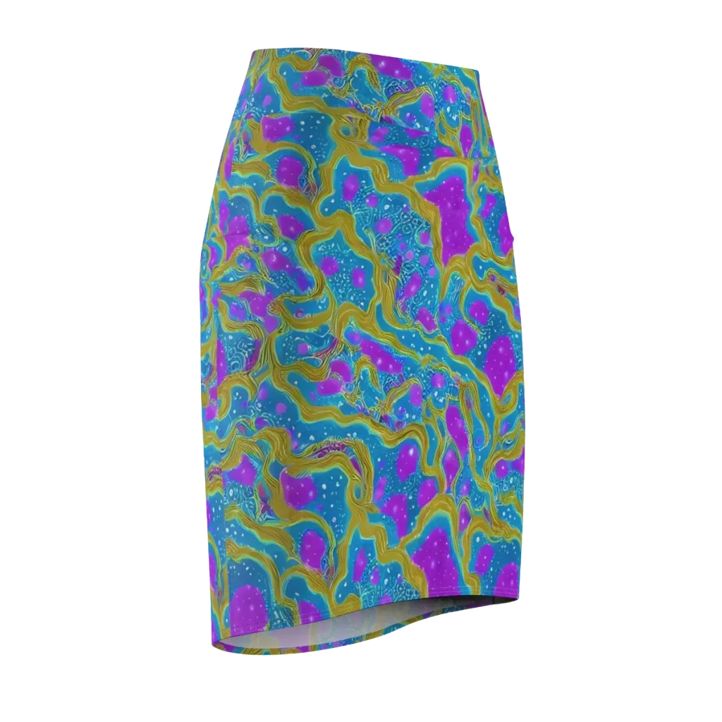 Mystic Waves on Pencil Skirt — Front Side