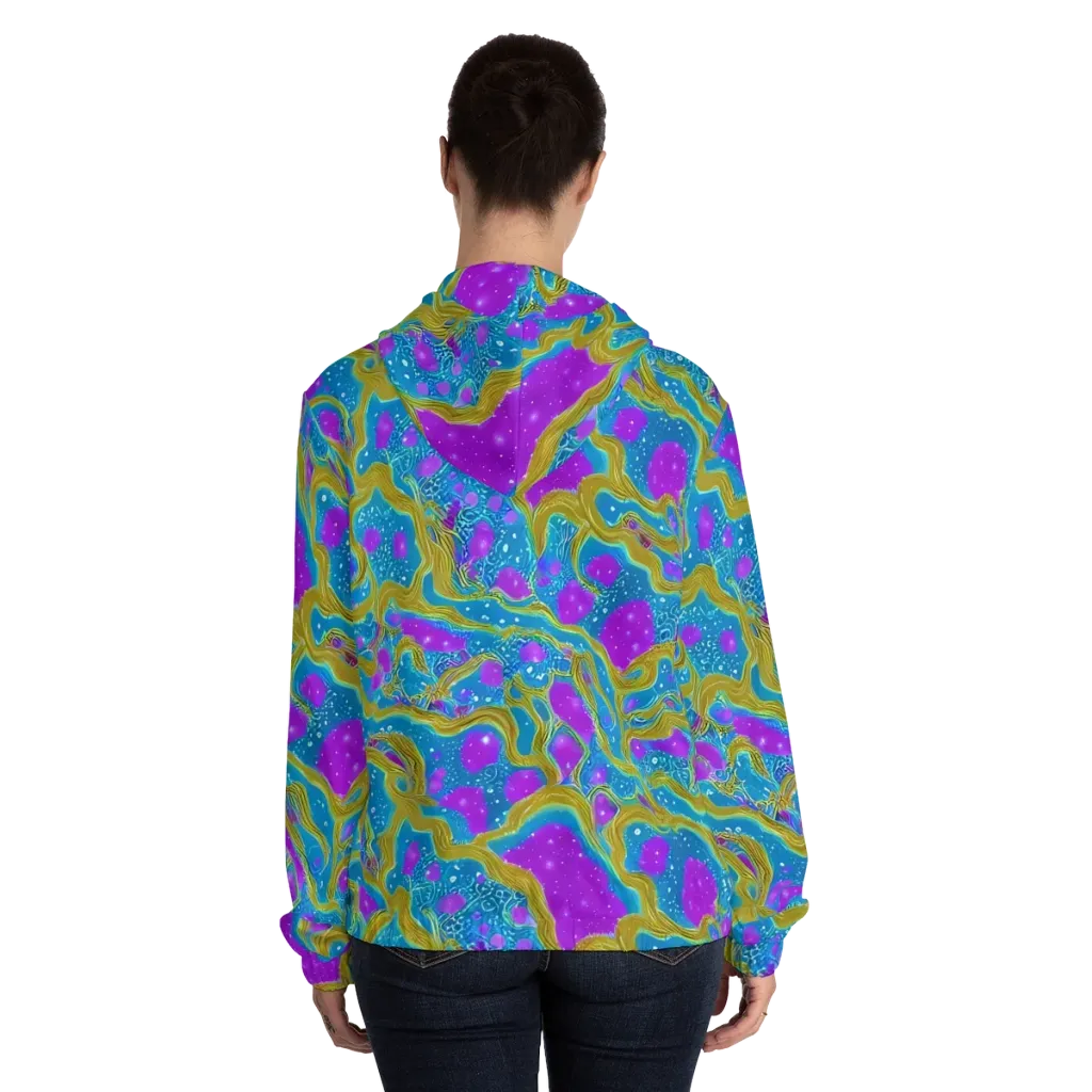 Mystic Waves on Women's Full-Zip Hoodie — Back On Person