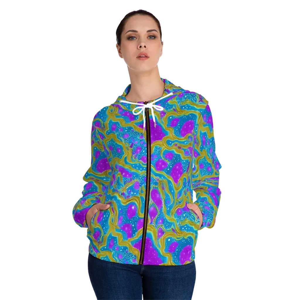Mystic Waves on Women's Full-Zip Hoodie — Front On Person