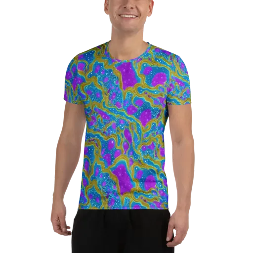 Mystic Waves on a Men's Athletic T-Shirt