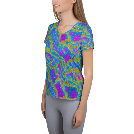 Mystic Waves on a Women's Athletic T-Shirt