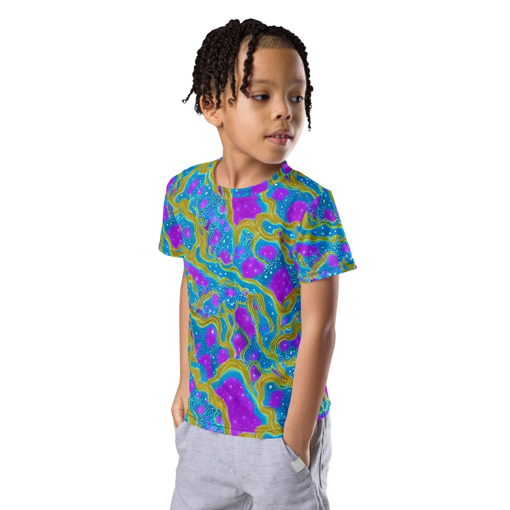 Mystic Waves on Kids Crew Neck T-Shirt — Left Front
