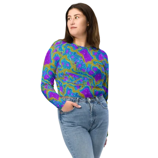 Mystic Waves on a Long Sleeve Crop Top