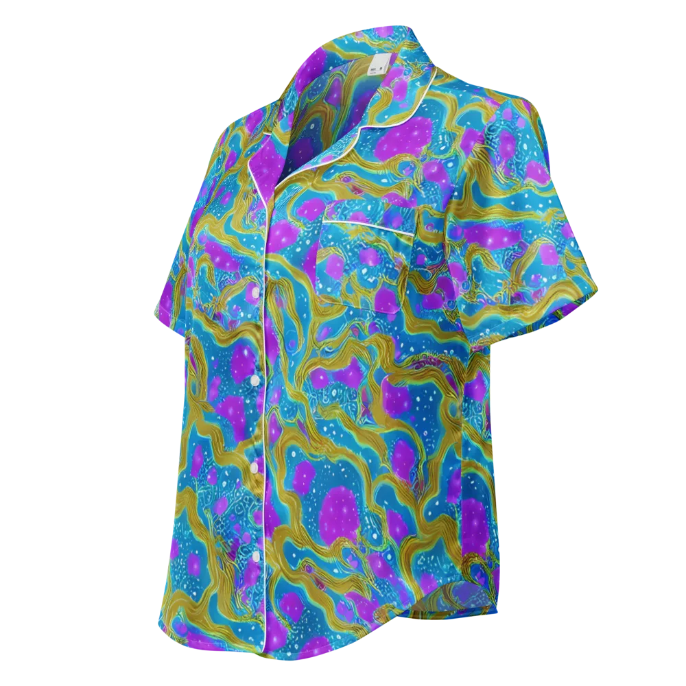 Mystic Waves on Women's Short Sleeve Pajama Top — Left Front
