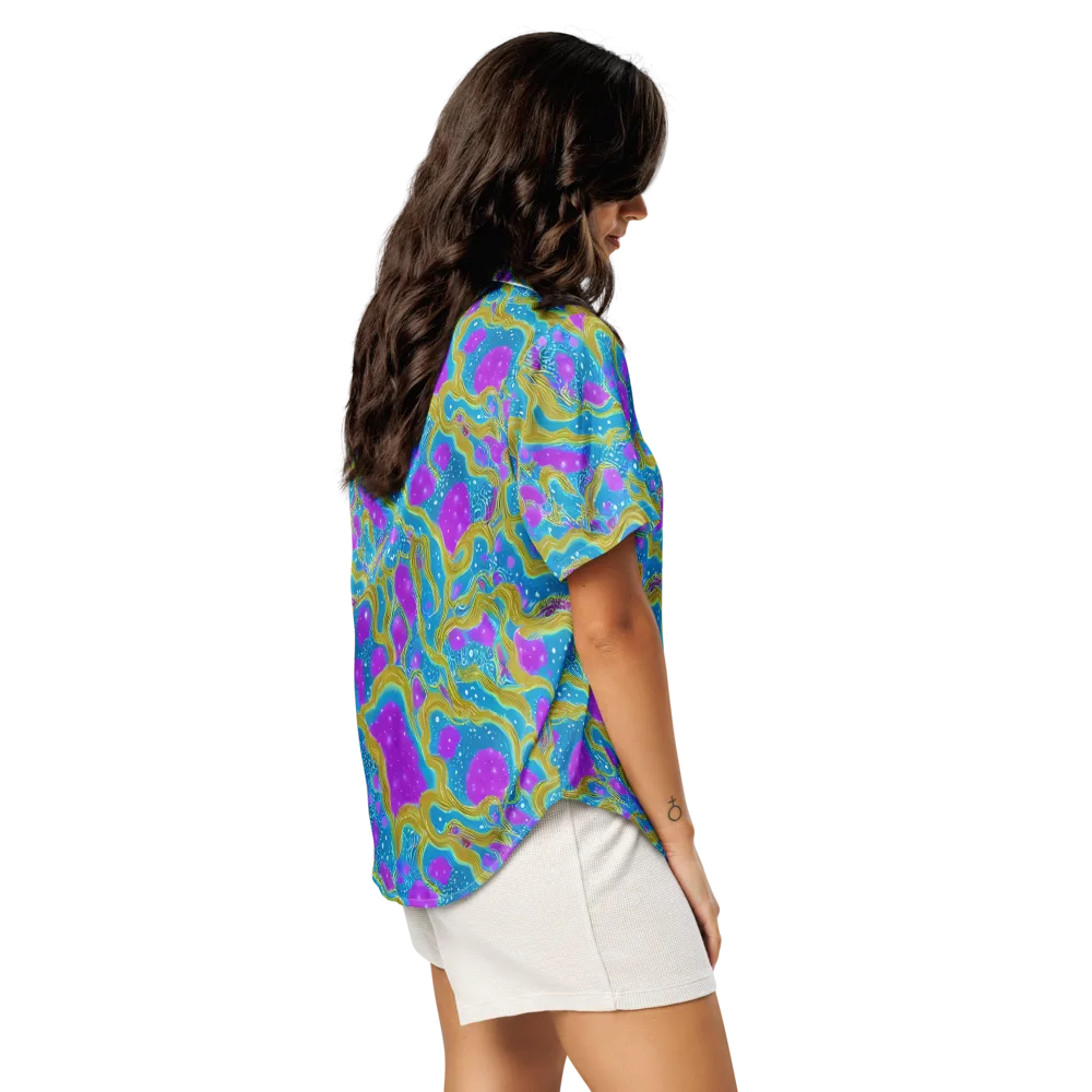 Mystic Waves on Women's Short Sleeve Pajama Top — Right Back