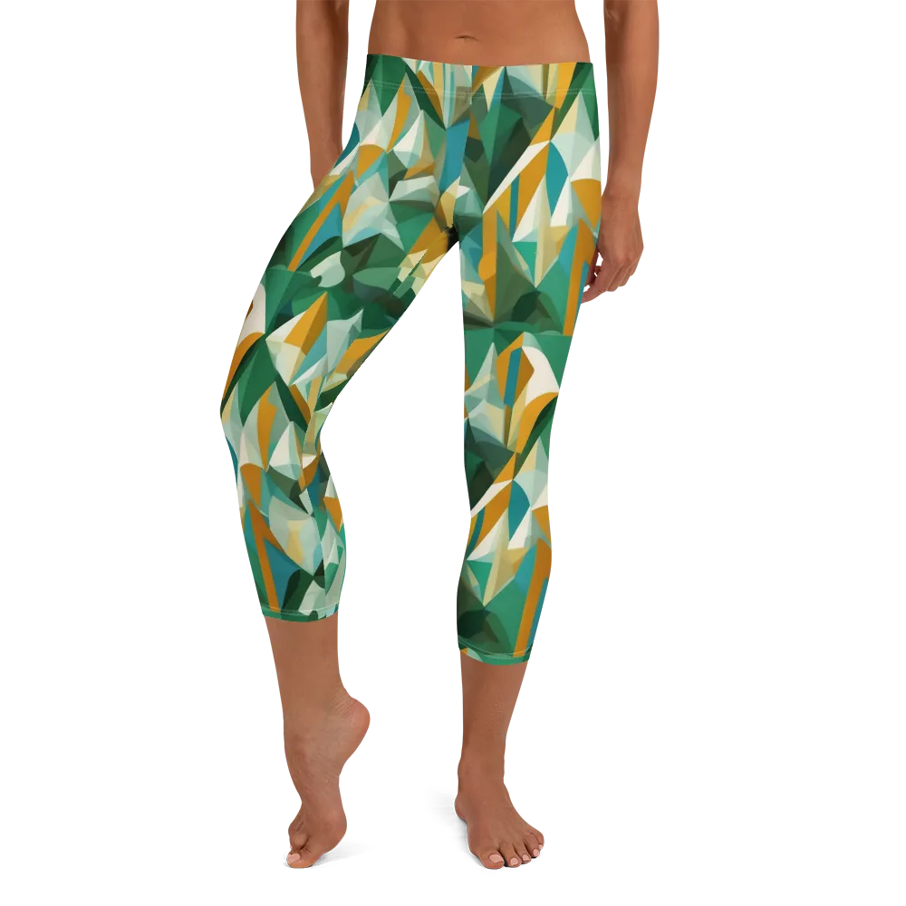 Emerald Facets on Capri Leggings — Front
