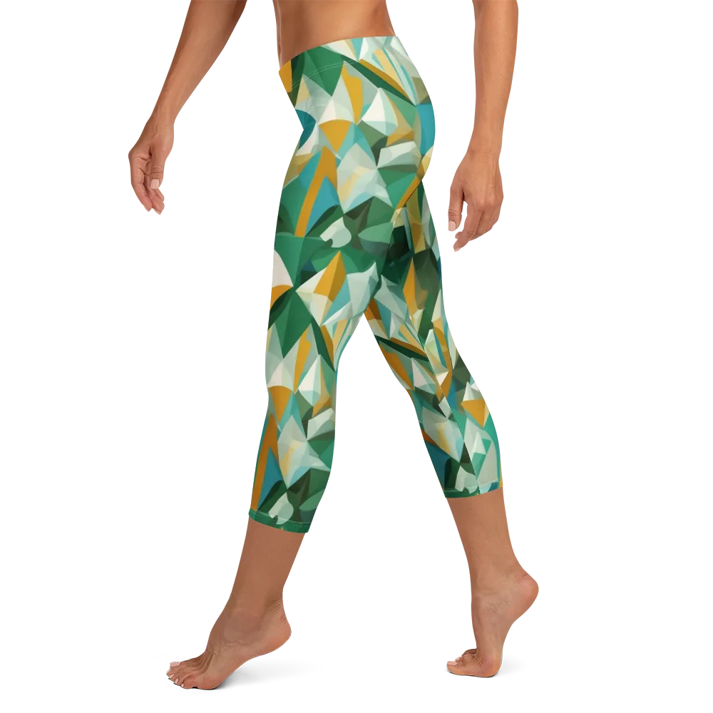 Emerald Facets on Capri Leggings — Left