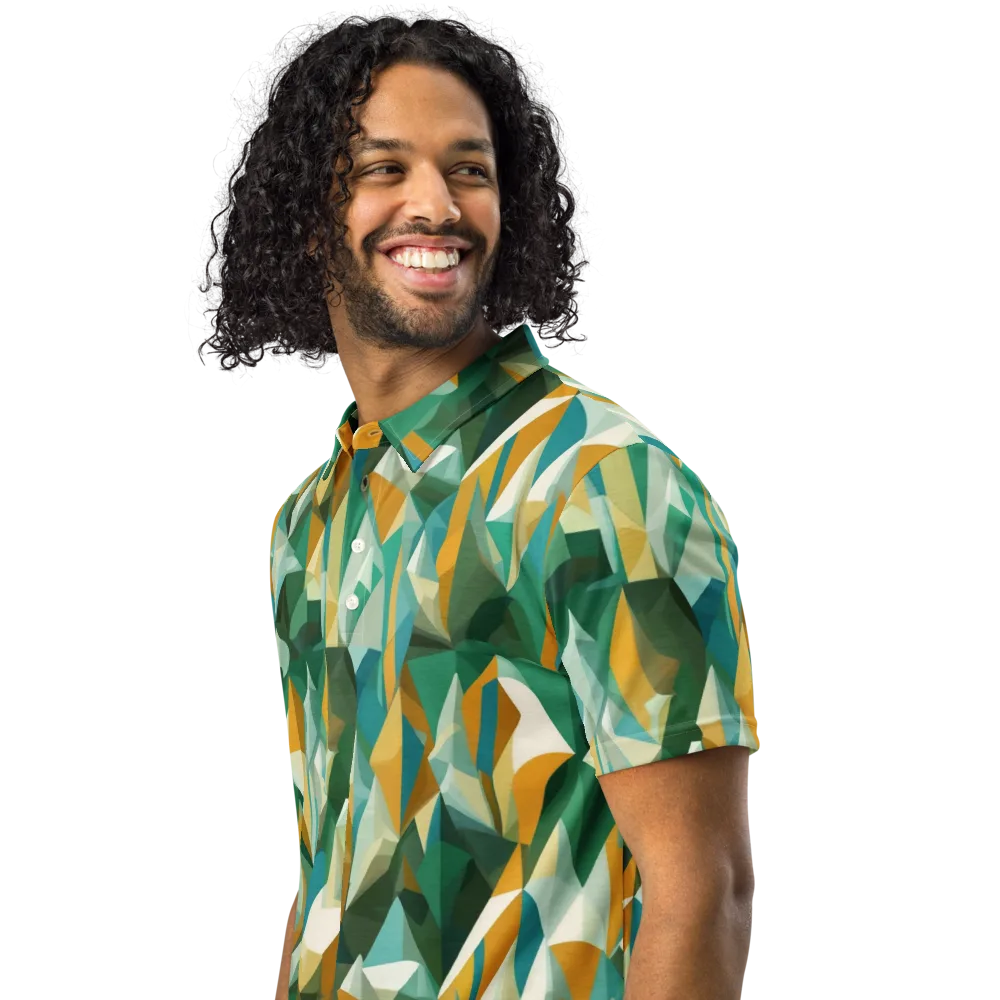 Emerald Facets on Men's Slim Fit Polo Shirt — Left Front