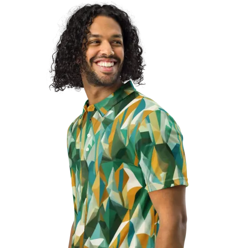 Emerald Facets on a Men's Slim Fit Polo Shirt