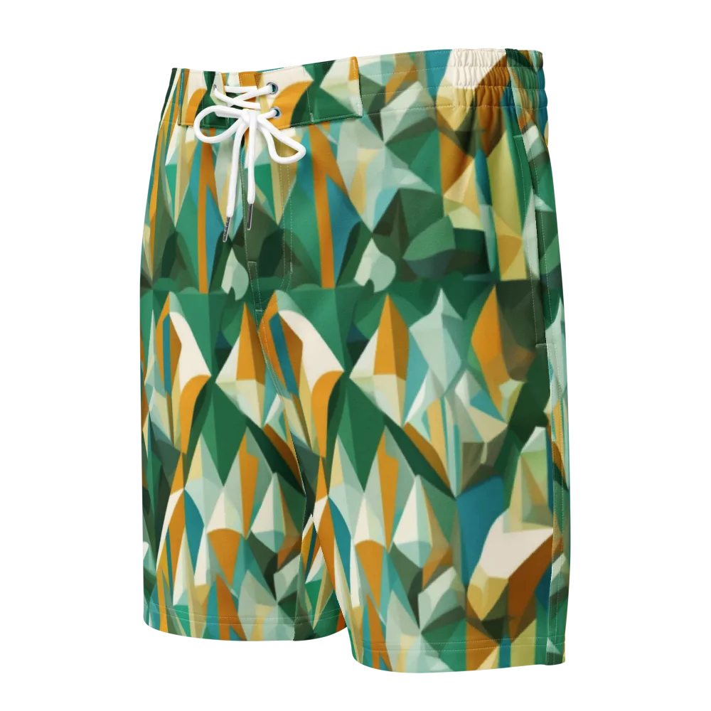 Emerald Facets on Men's Board Shorts — Front