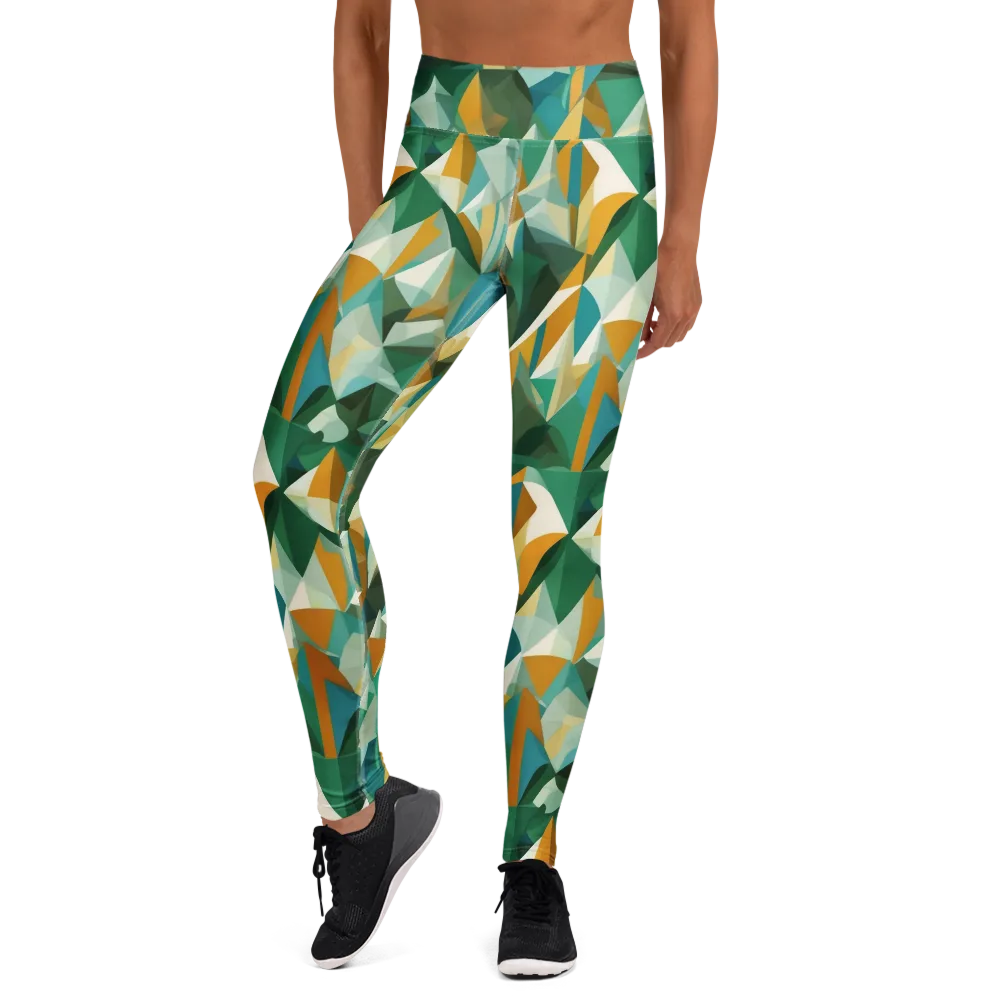 Emerald Facets on Yoga Leggings — Front