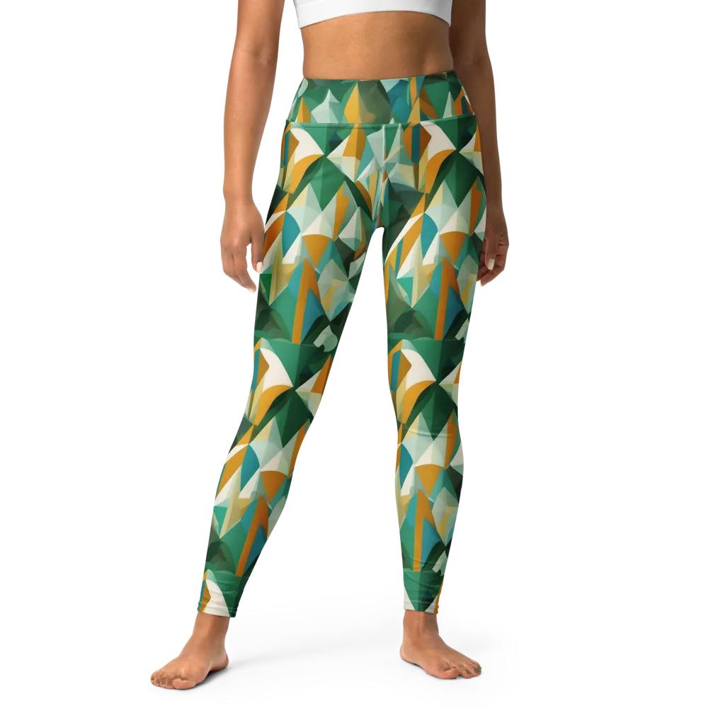 Emerald Facets on Yoga Leggings — Front