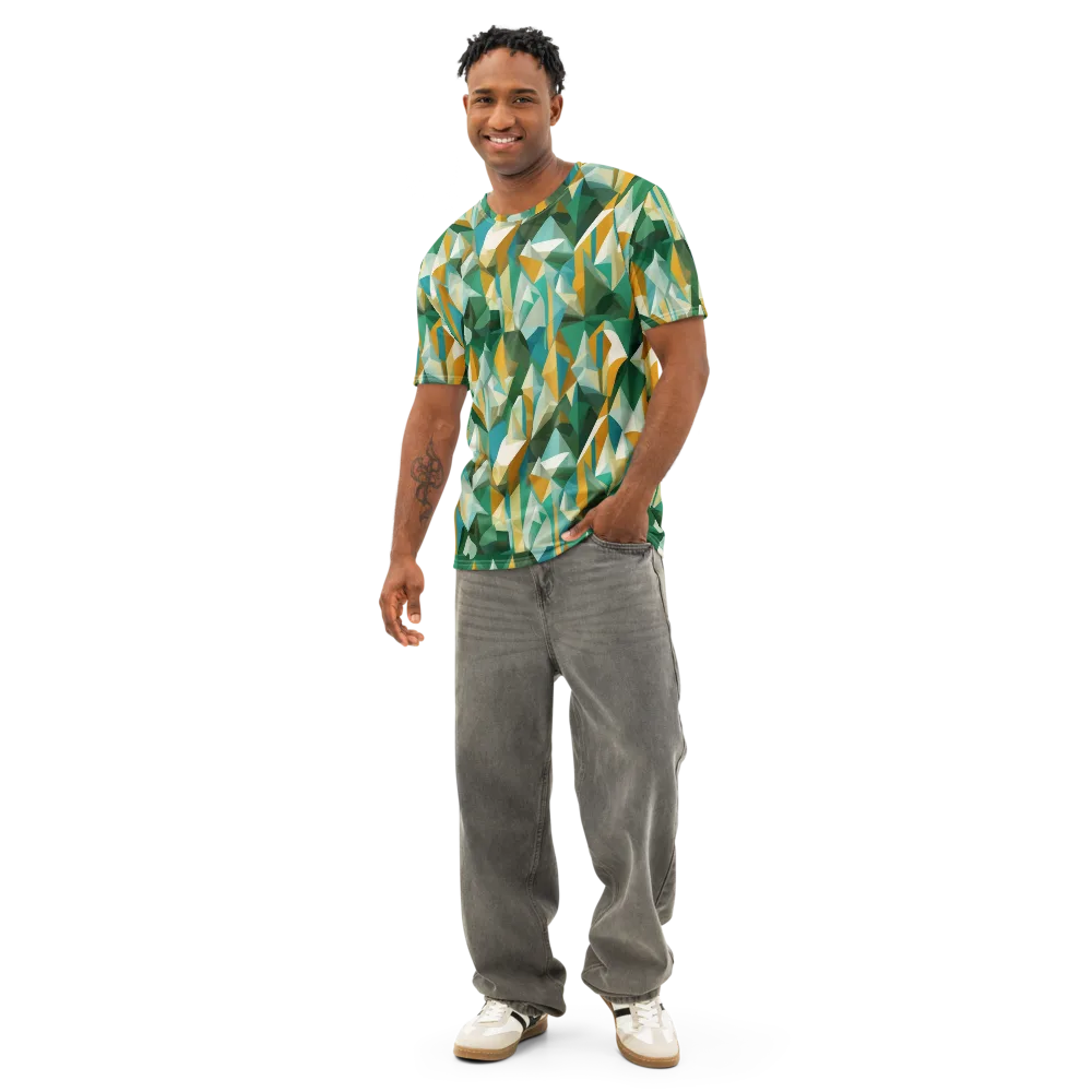 Emerald Facets on Men's Cotton Crew Neck T-Shirt — Front