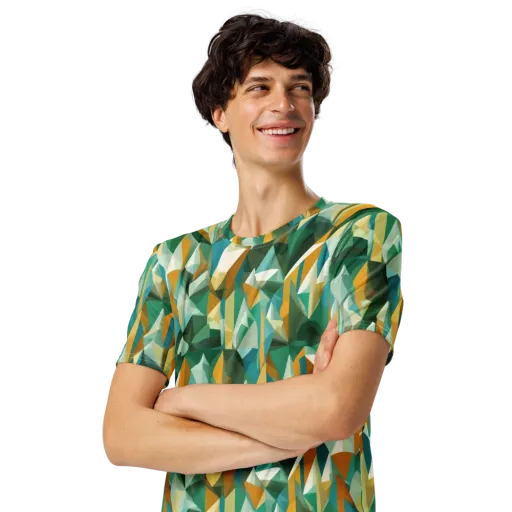 Emerald Facets on a Men's Crew Neck T-Shirt