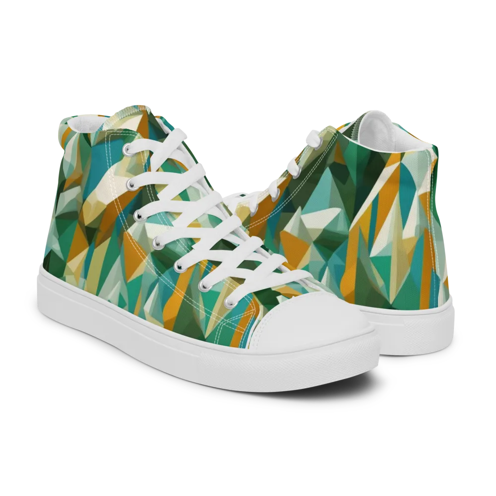Emerald Facets on Men's High Top Canvas Shoes — Right