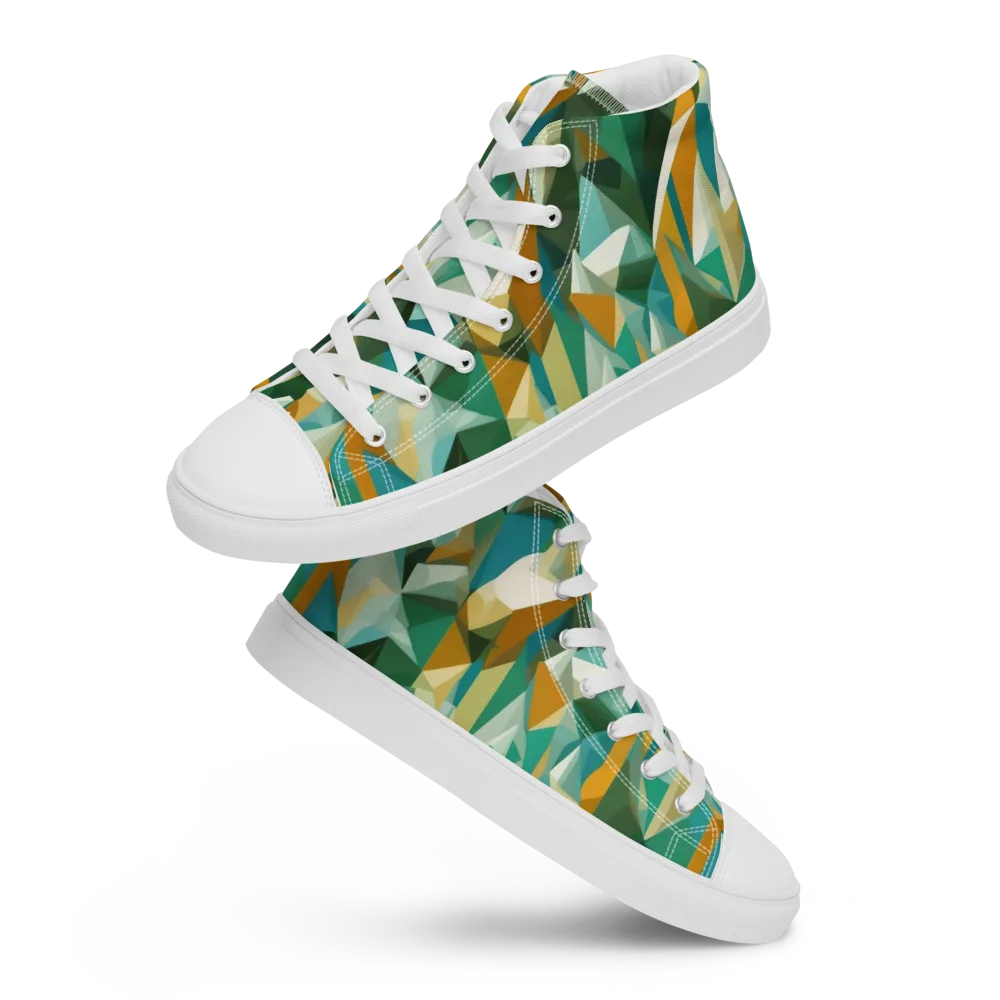 Emerald Facets on Men's High Top Canvas Shoes — Front