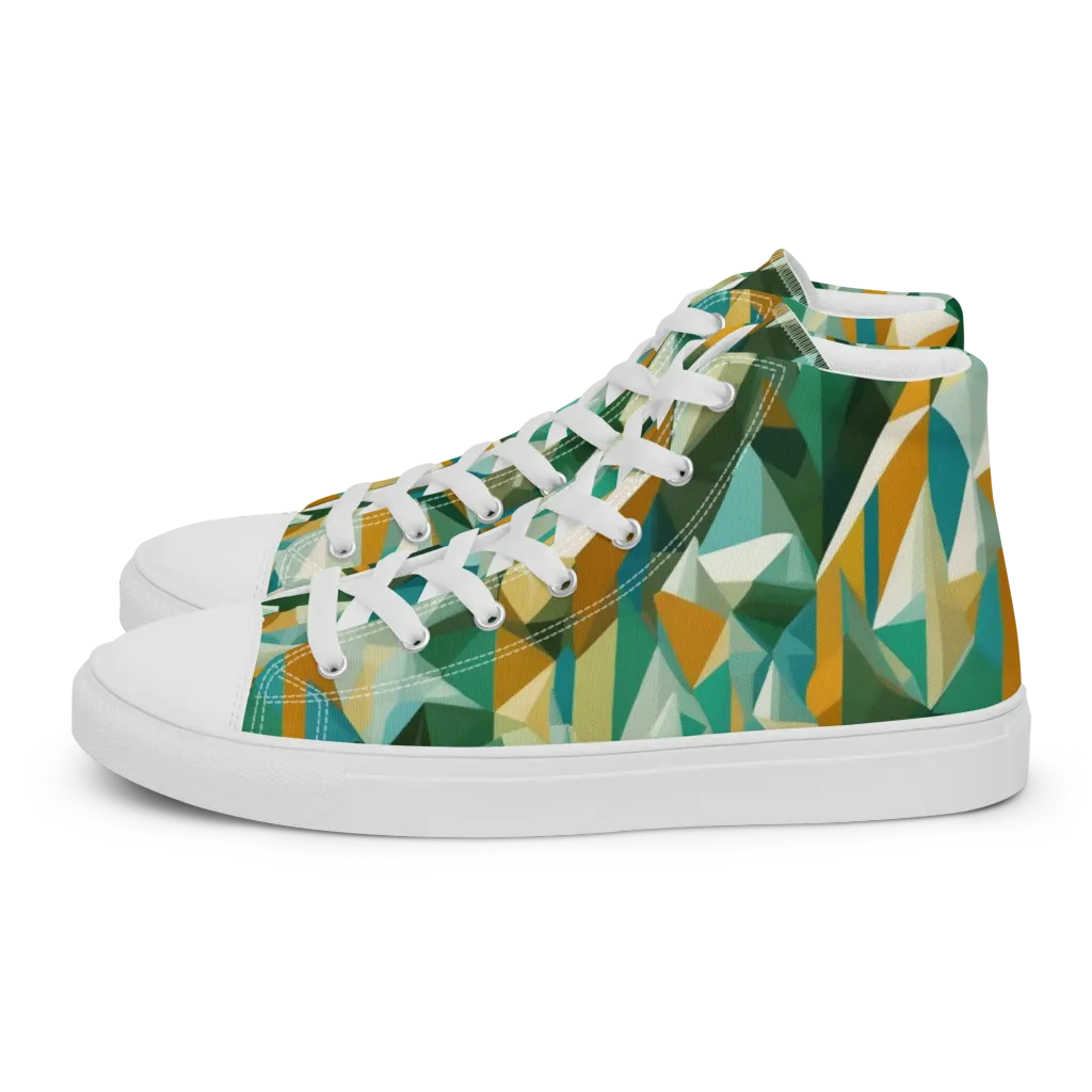 Emerald Facets on Women's High Top Canvas Shoes — Left