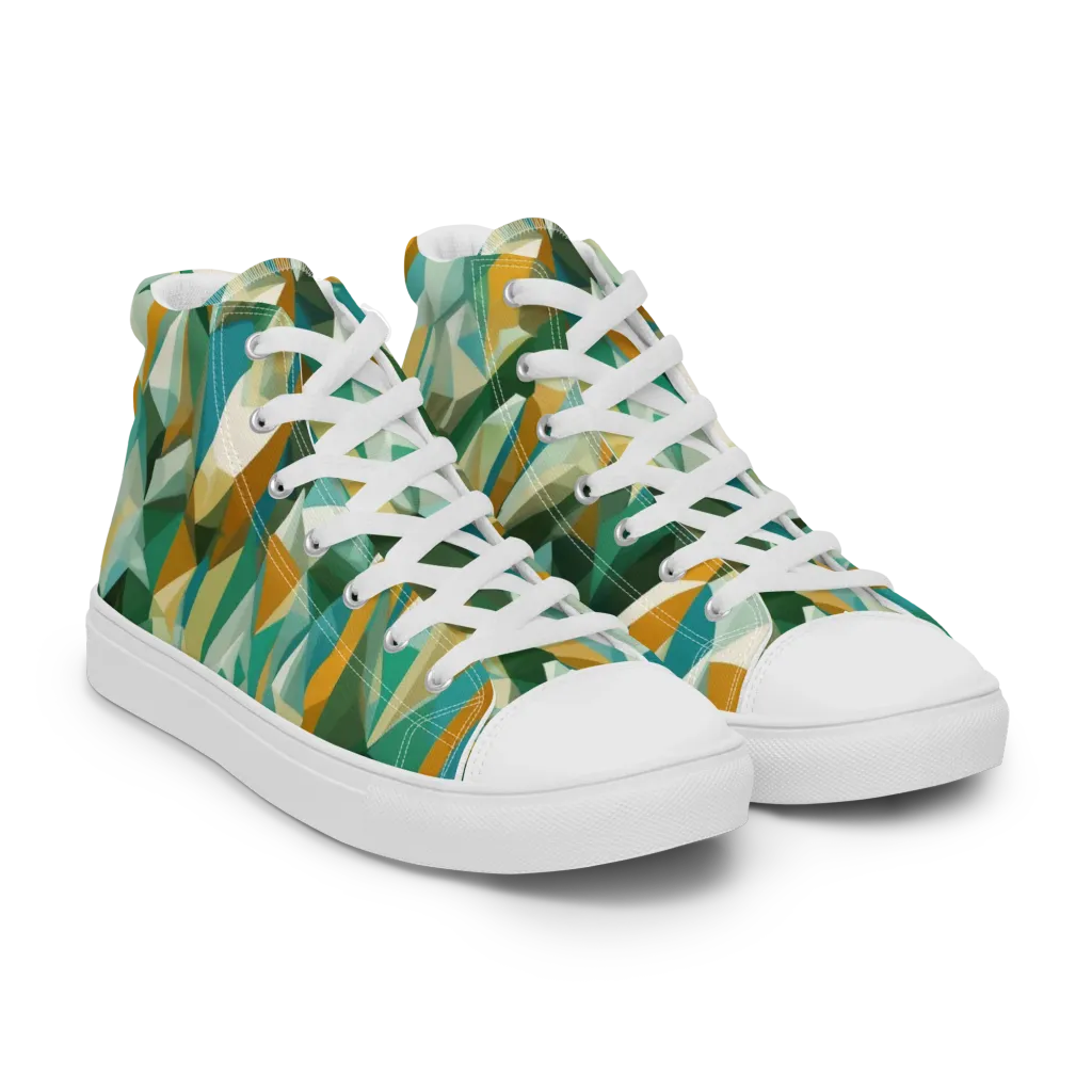Emerald Facets on Women's High Top Canvas Shoes — Right Front