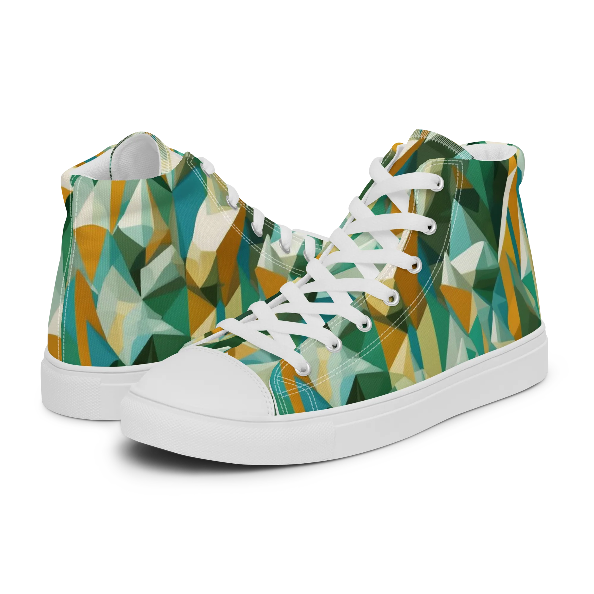 Emerald Facets on Women's High Top Canvas Shoes — Left