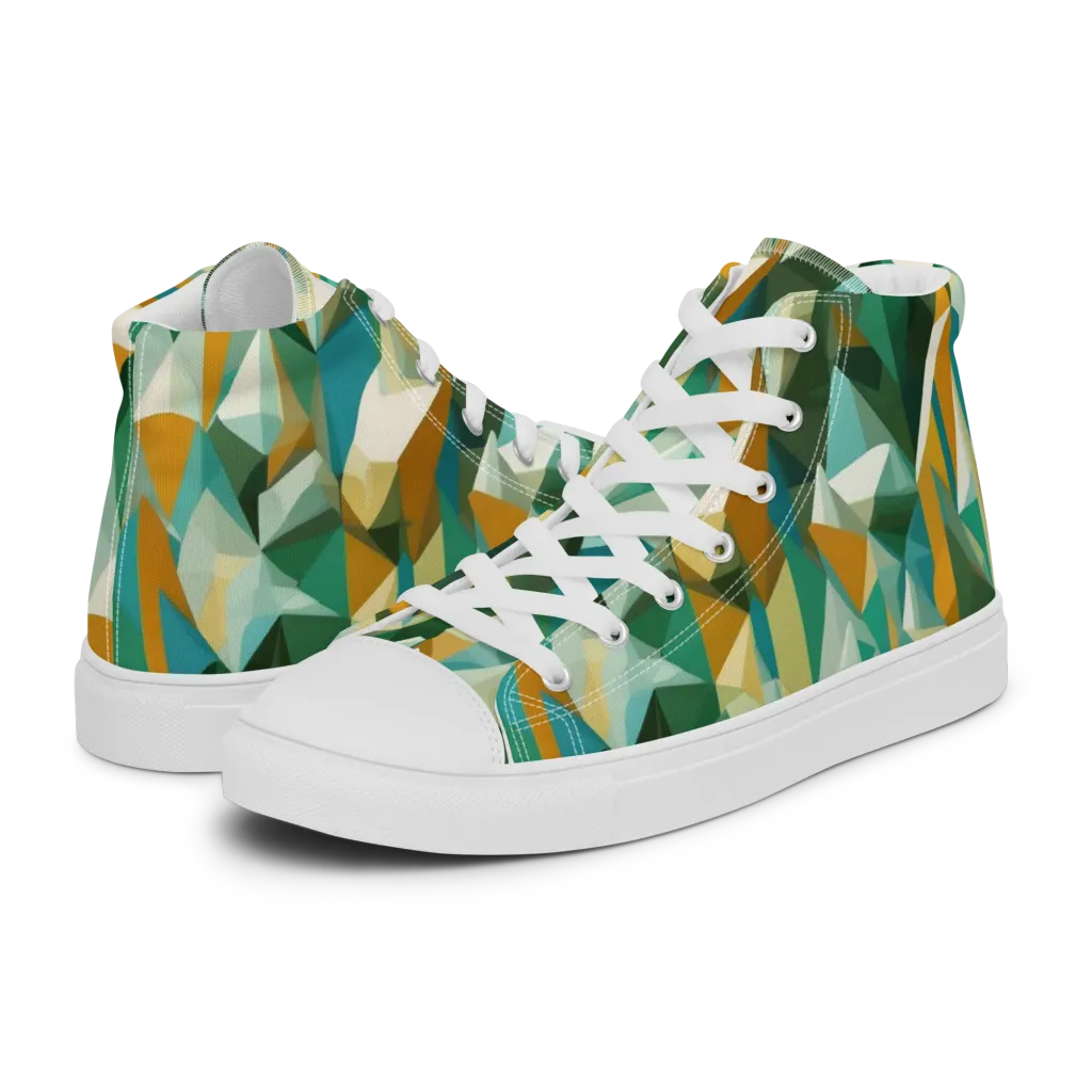 Emerald Facets on Women's High Top Canvas Shoes — Left