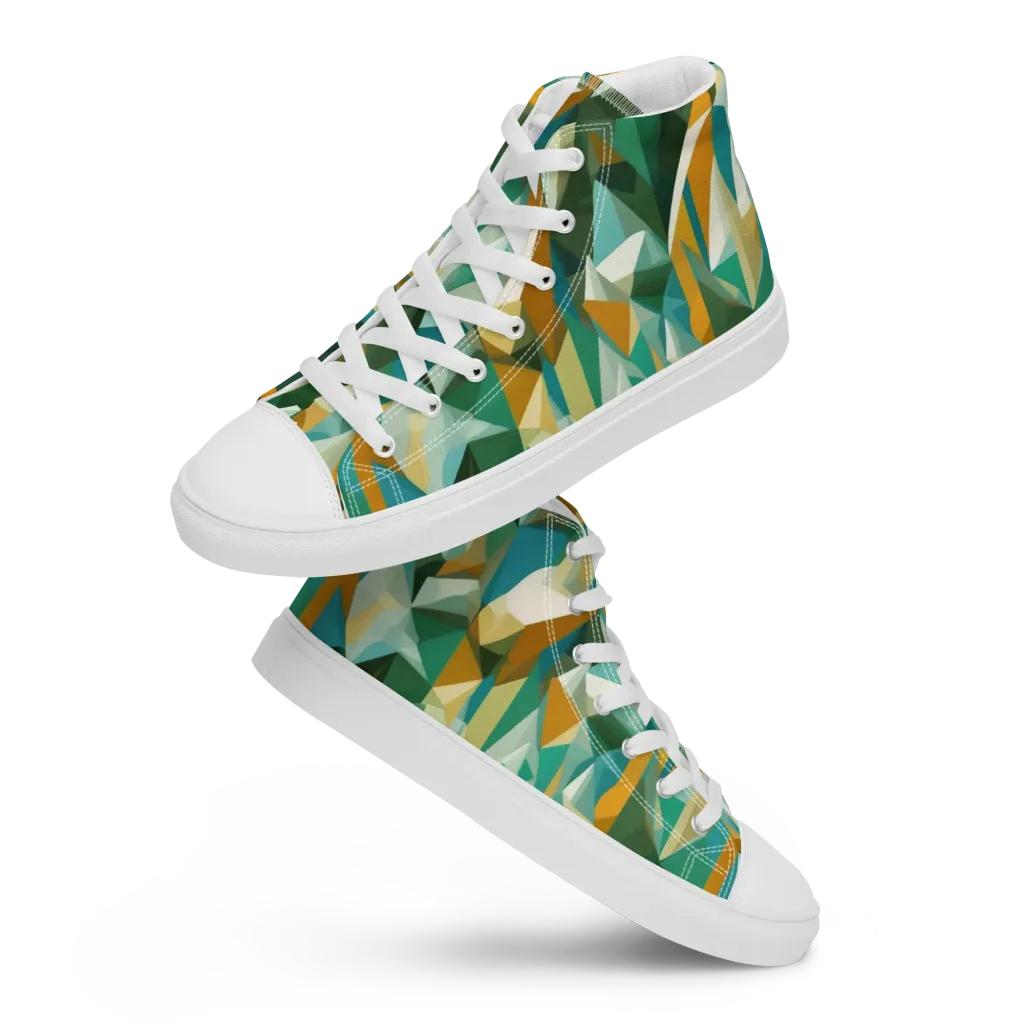 Emerald Facets on Women's High Top Canvas Shoes — Front