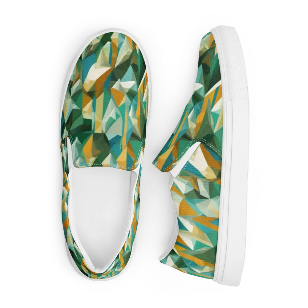 Emerald Facets on Men's Slip-On Canvas Shoes — Front