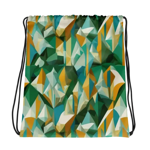 Emerald Facets on a Drawstring Bag