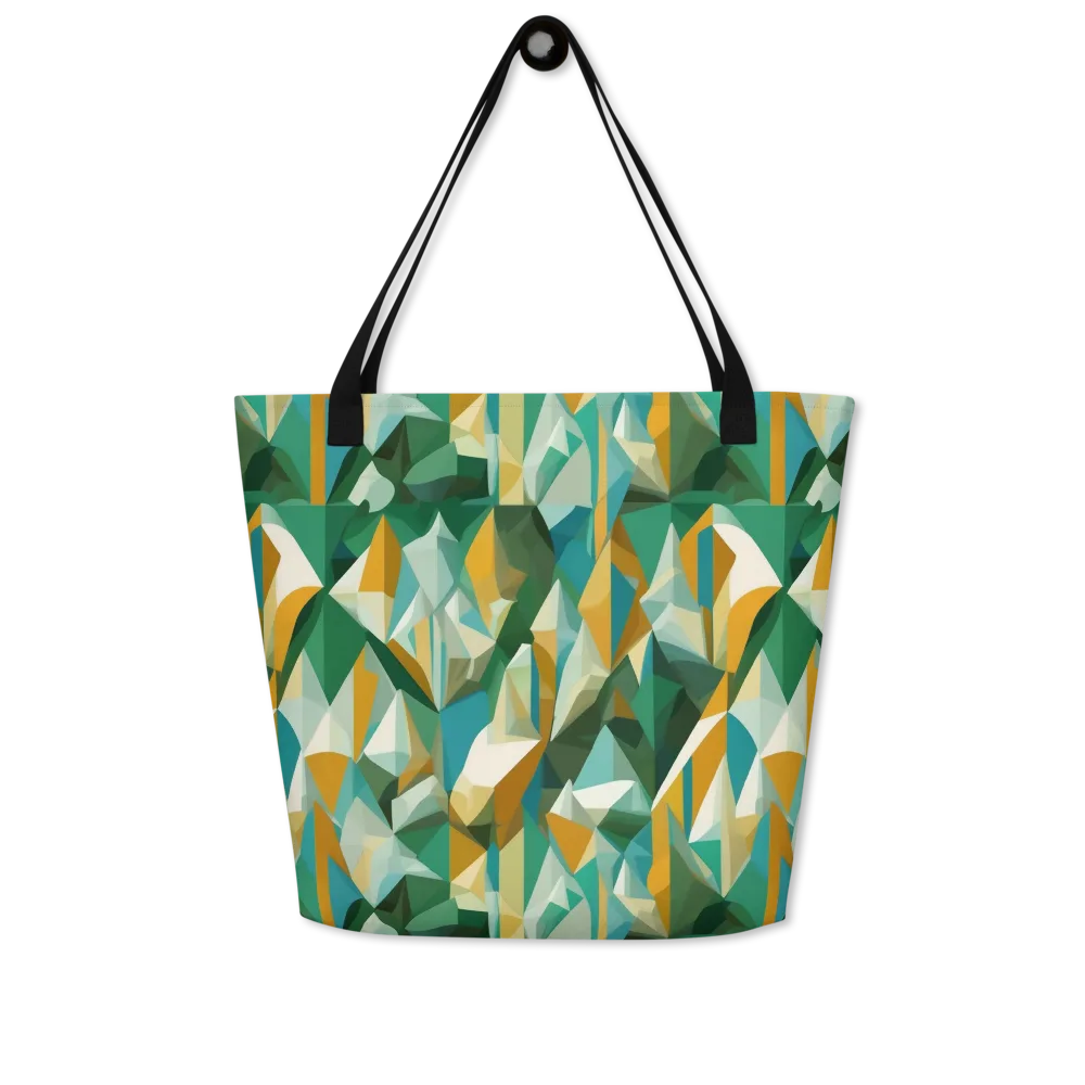 Emerald Facets on Large Tote Bag W/ Pocket — Front