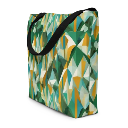 Emerald Facets on a Large Tote Bag W/ Pocket