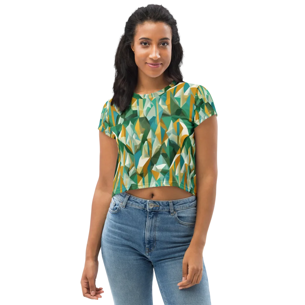 Emerald Facets on Crop Tee — Front