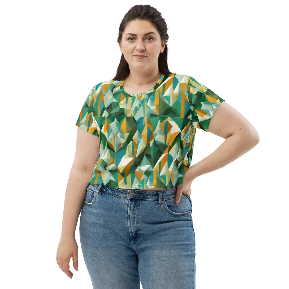 Emerald Facets on Crop Tee — Front