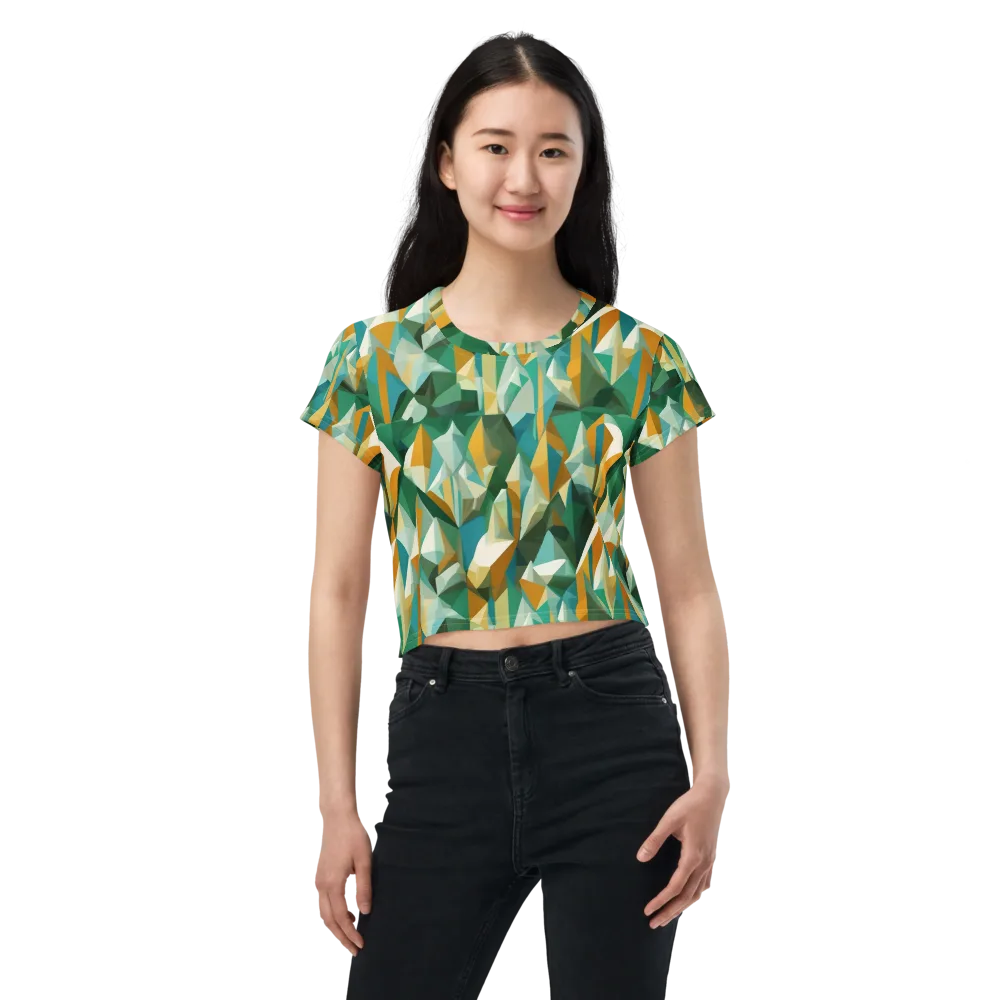 Emerald Facets on Crop Tee — Front