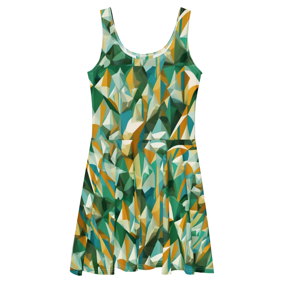 Emerald Facets on Skater Dress — Front