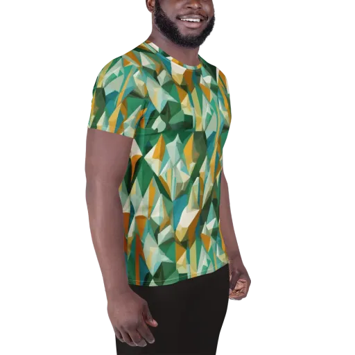 Emerald Facets on a Men's Athletic T-Shirt