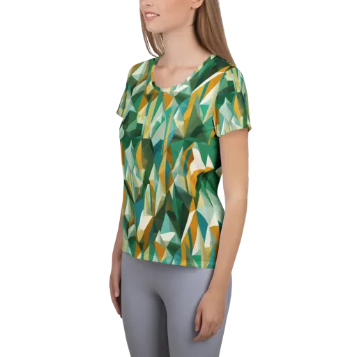 Emerald Facets on a Women's Athletic T-Shirt