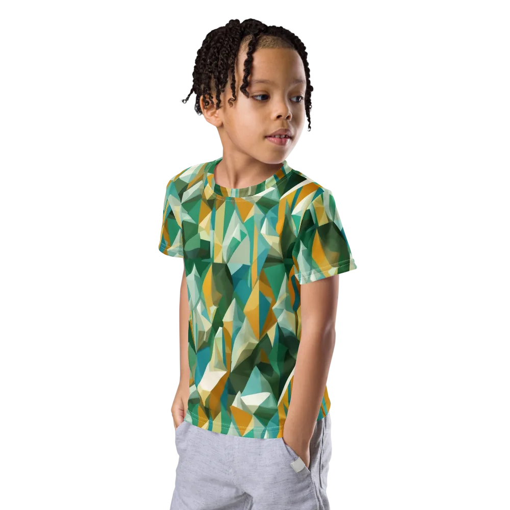 Emerald Facets on Kids Crew Neck T-Shirt — Left Front
