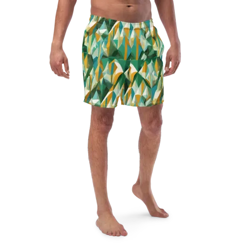Emerald Facets on a Swim Trunks