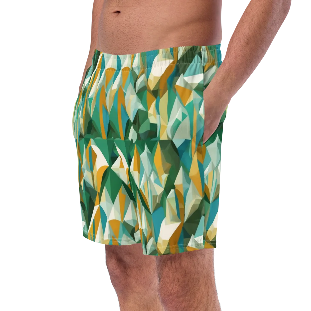 Emerald Facets on Swim Trunks — Left Front