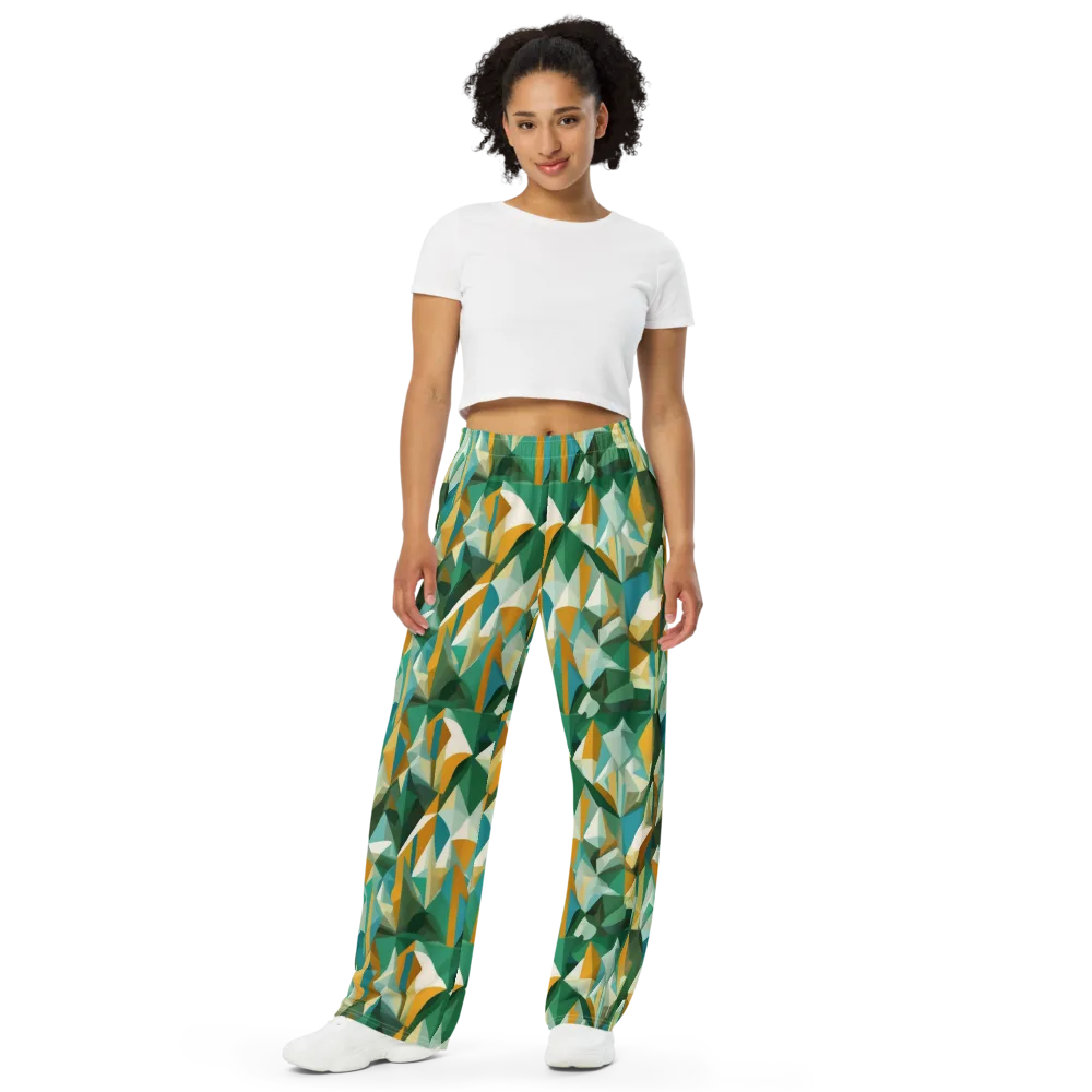 Emerald Facets on Wide-Leg Pants — Front