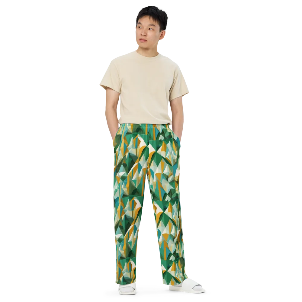 Emerald Facets on Wide-Leg Pants — Front