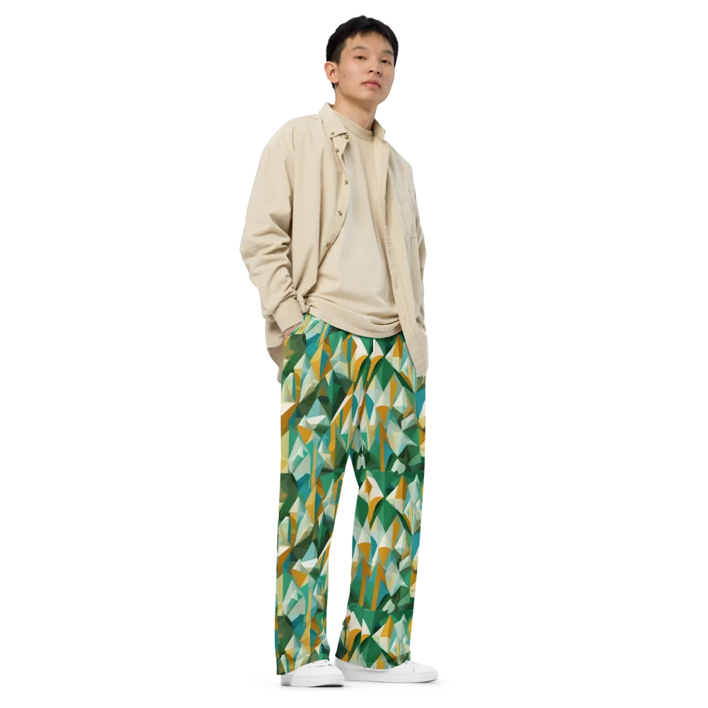 Emerald Facets on Wide-Leg Pants — Right Front
