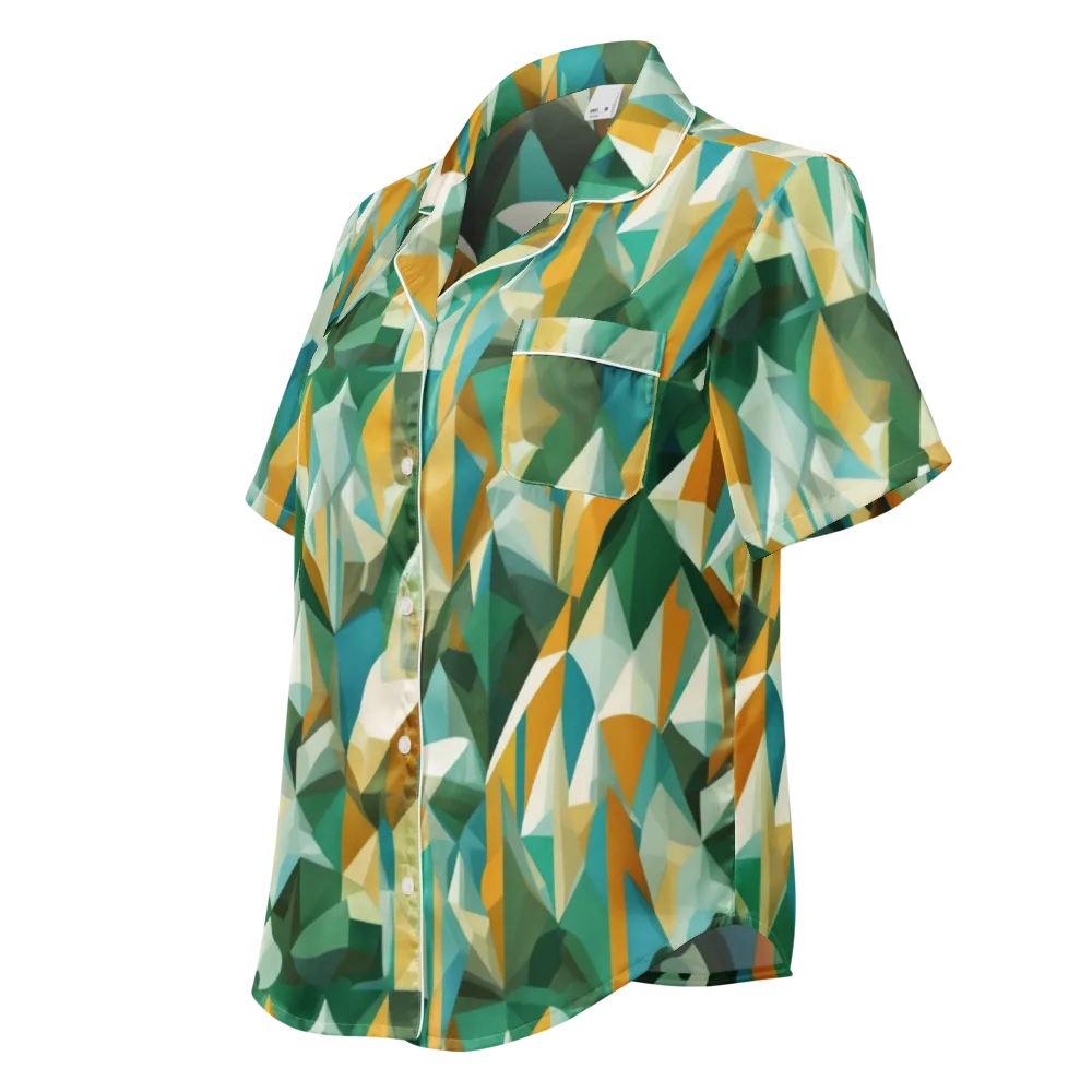 Emerald Facets on Women's Short Sleeve Pajama Top — Left Front