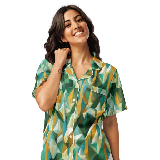 Emerald Facets on a Women's Short Sleeve Pajama Top