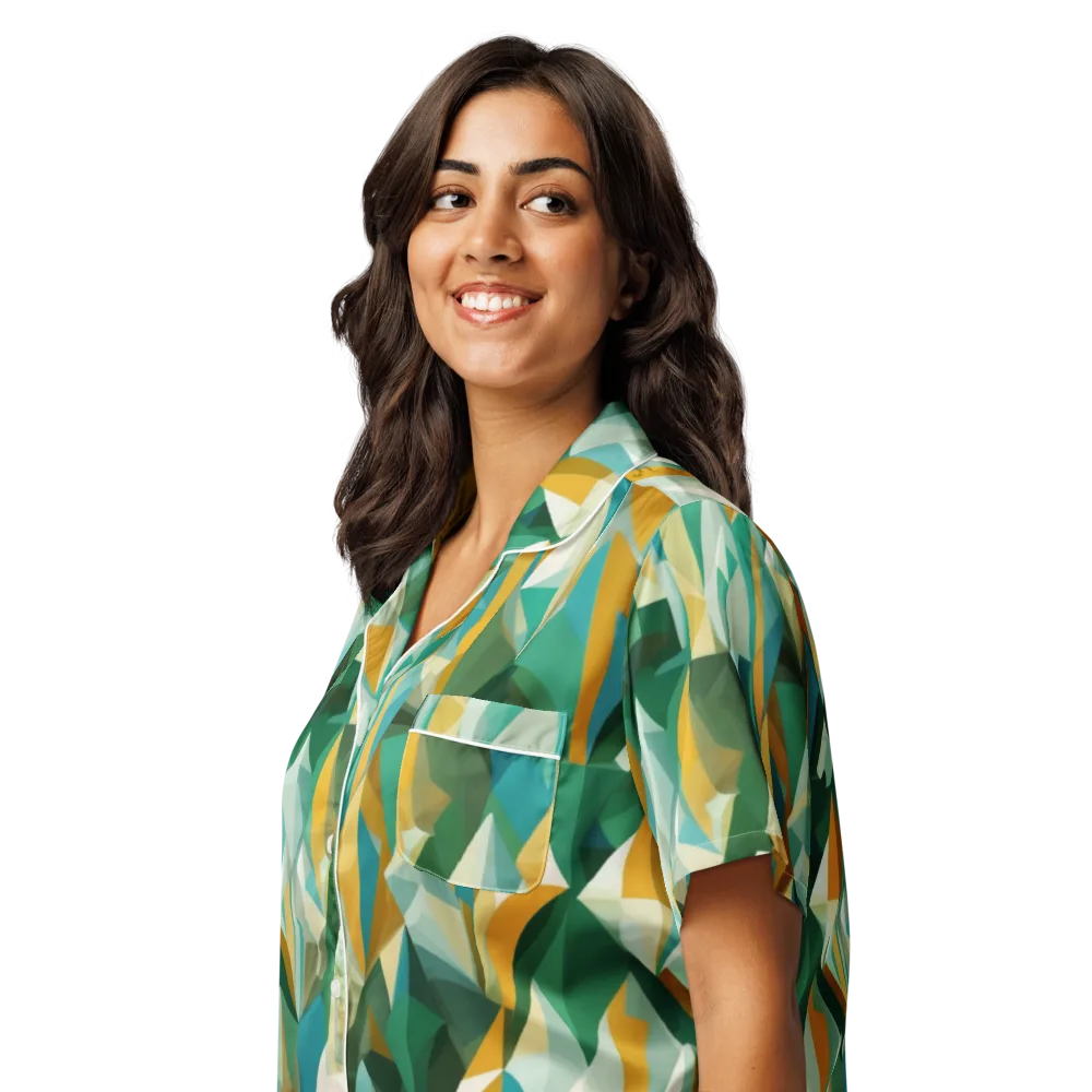 Emerald Facets on Women's Short Sleeve Pajama Top — Left Front