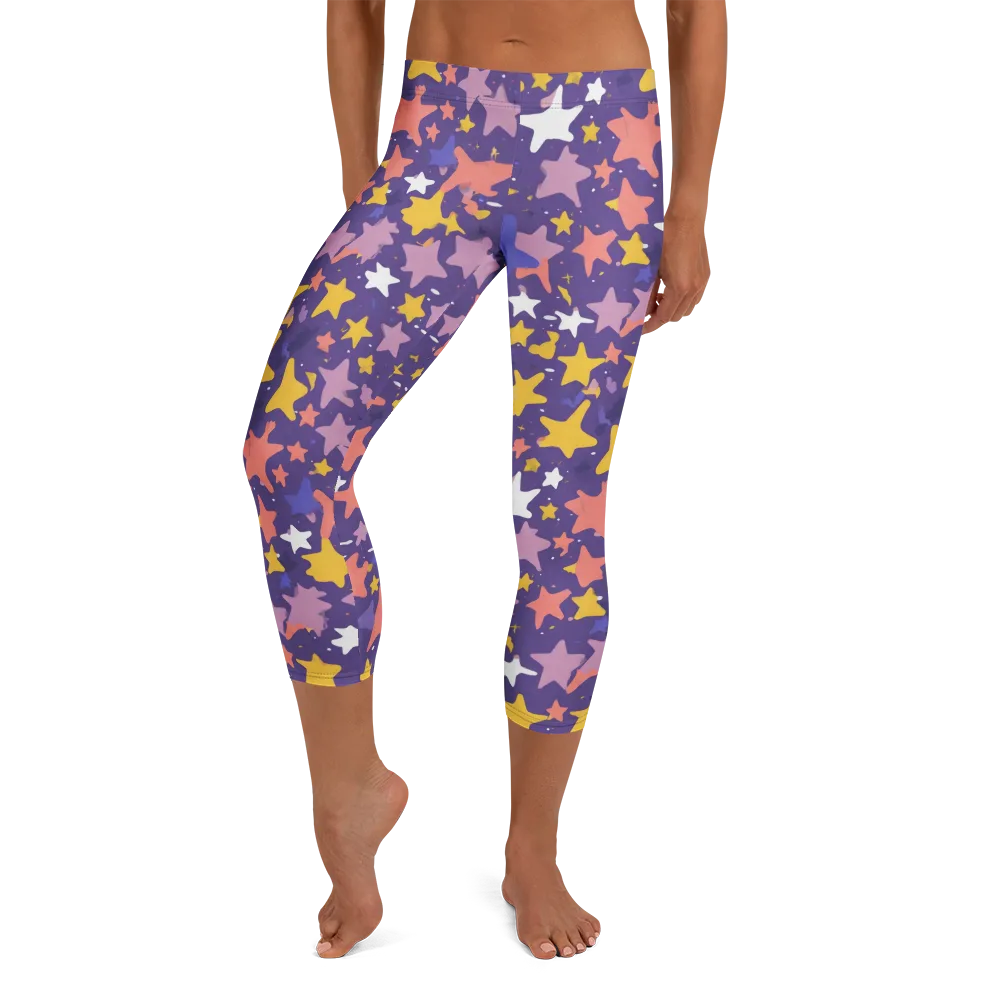 Starry Confetti on Capri Leggings — Front