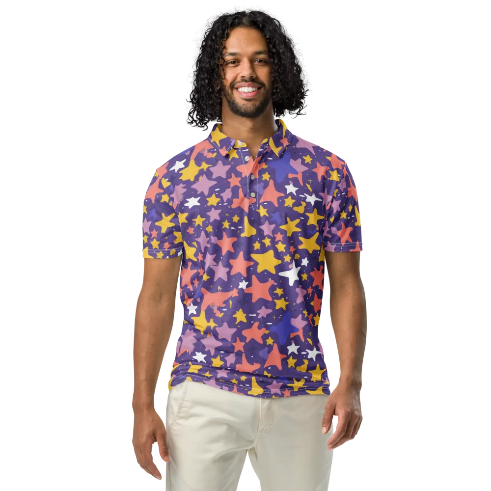 Starry Confetti on Men's Slim Fit Polo Shirt — Front