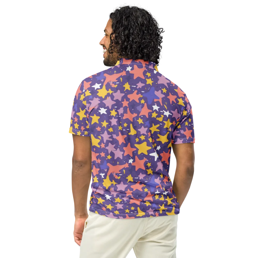 Starry Confetti on Men's Slim Fit Polo Shirt — Back